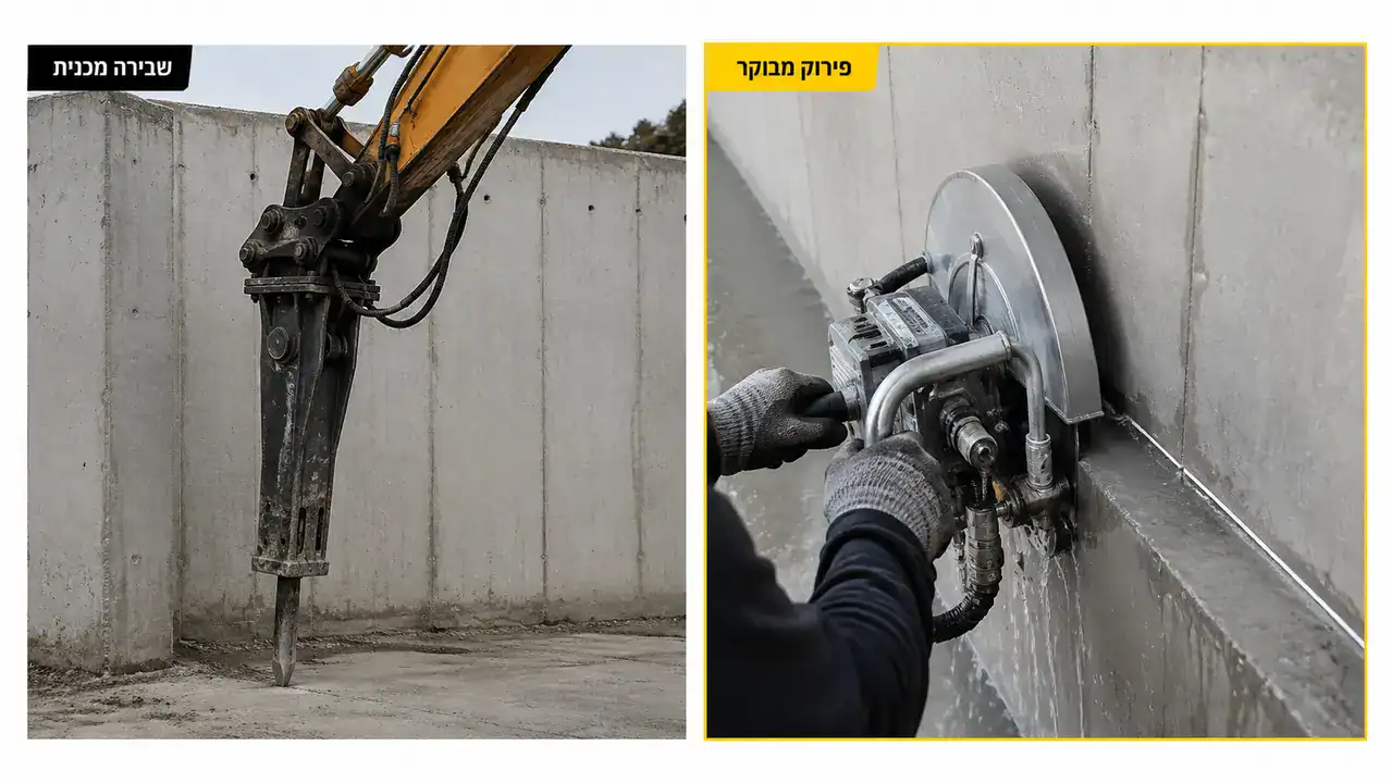 פירוק מבני בטון מול שבירה אגרסיבית